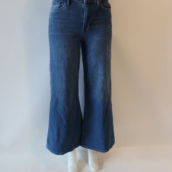 Womens Frame Le Palazzo Temple Blue High-Rise Wide Leg Crop Denim Jean 27 - Picture 6 of 12